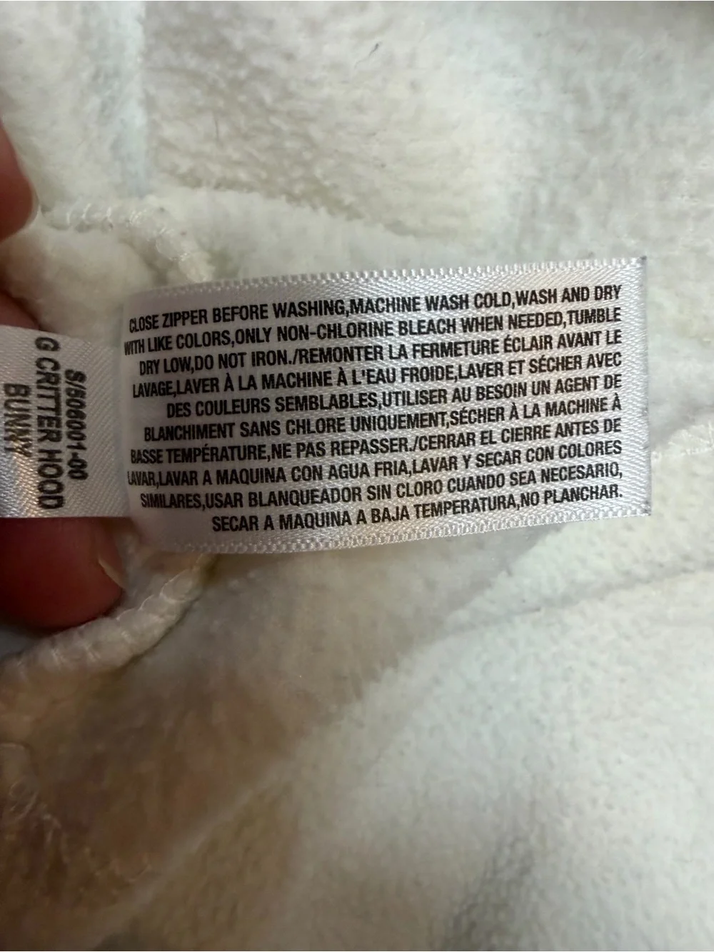 Old Navy White Bunny Hooded Fleece Jacket Baby Girls 3-6M Zip Front Ears
